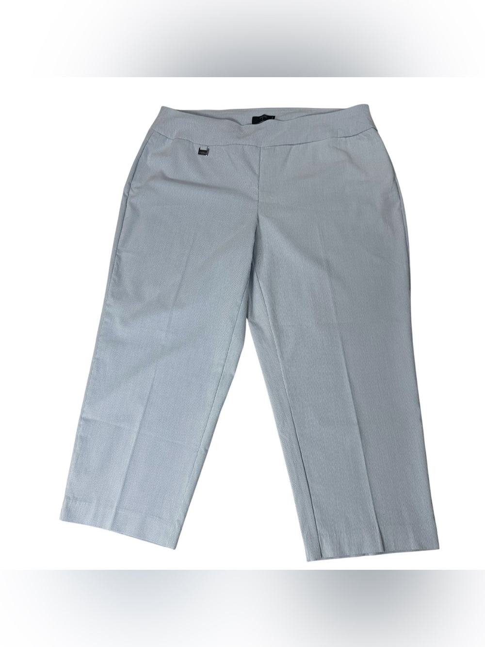 Tahari Woman Light Blue Pinstripe Tummy Control Pull-On Cropped Pants Sz 1X NWT